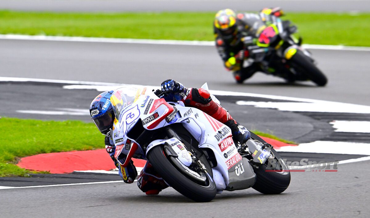 Alex Marquez, Gresini Racing, Ducati GP22, 2023 MotoGP, 2023 British MotoGP, Silverstone, action [credit - Gold & Goose]