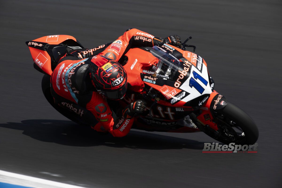 Nicolo Bulega, Aruba.it Ducati, Ducati Panigale V2, 2023 WorldSSP, Most, action [credit - Gold & Goose]