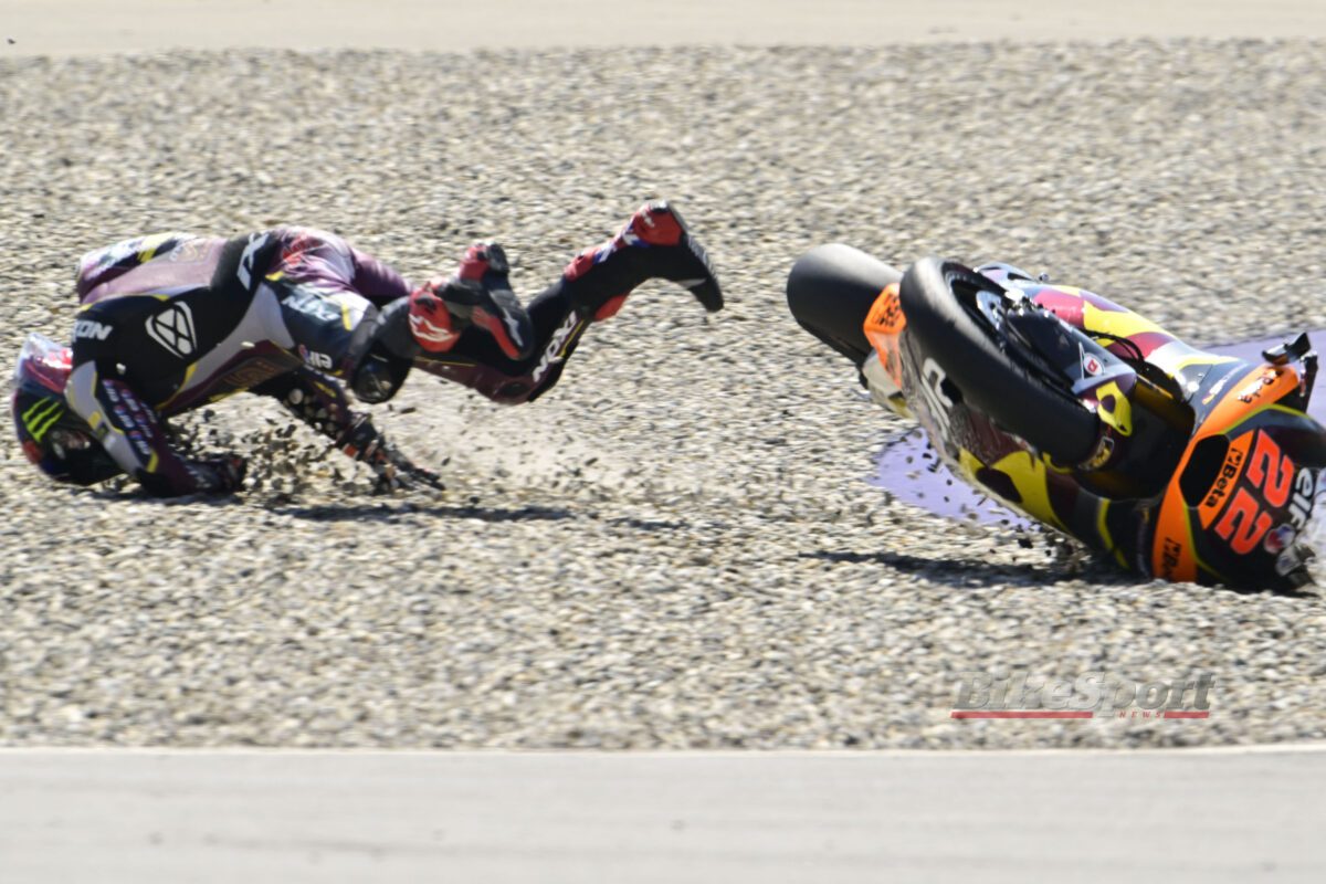 Sam Lowes, Marc VDS Racing, 2023 Moto2, Austrian Moto2, Spielberg, action, crash, fall, accident, Darryn Binder.jpg [credit - Gold & Goose]