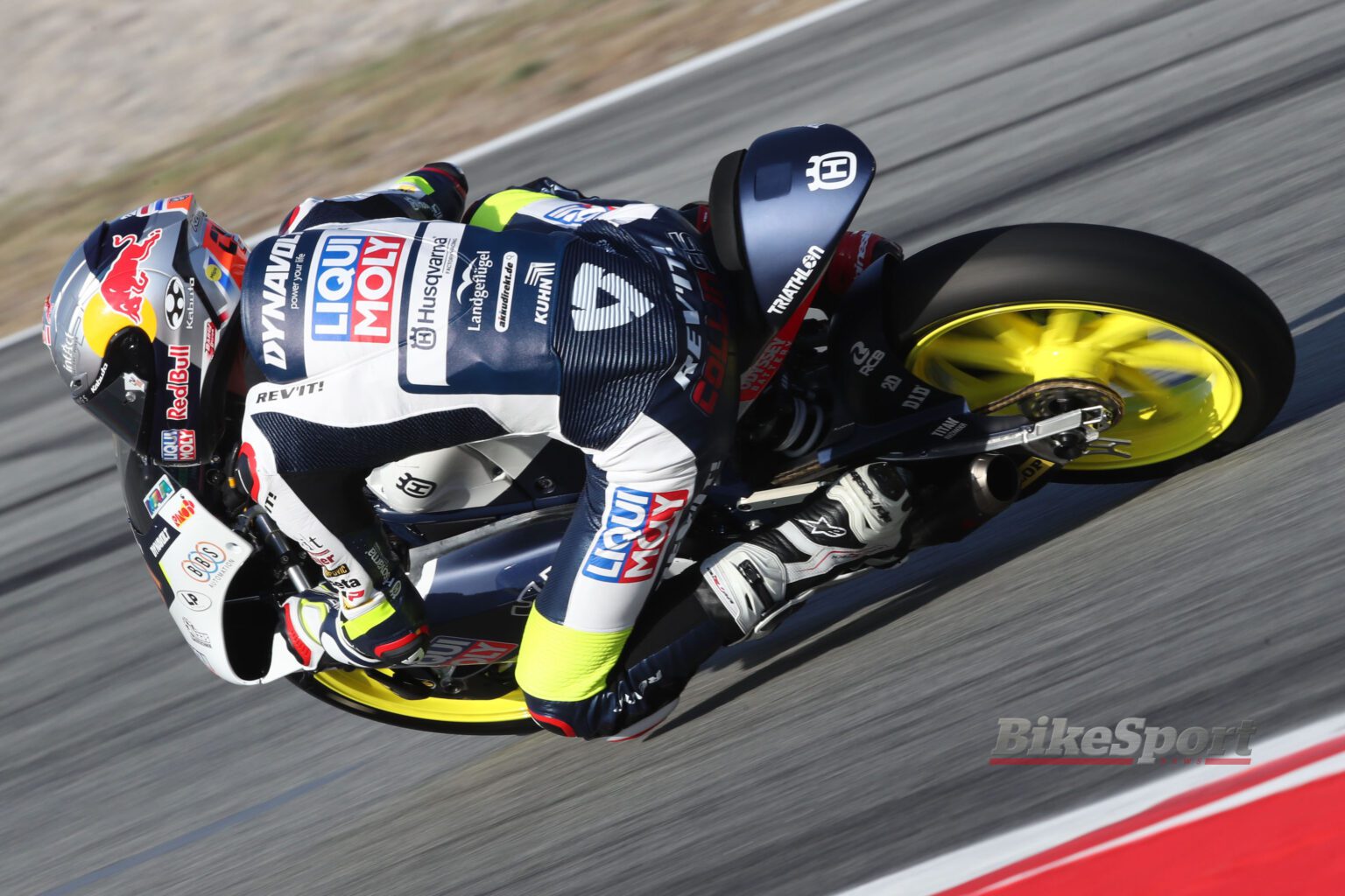 Colin Veijer, IntactGP Husqvarna, 2023 Moto3, Catalunya Moto3, Barcelona, action [credit to Gold & Goose]