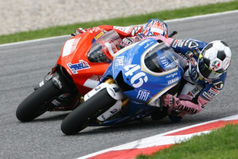 Valentino Rossi, FIAT Yamaha Racing, Yamaha M1, 2008 Catalunya MotoGP, Barcelona, action [Gold & Goose]