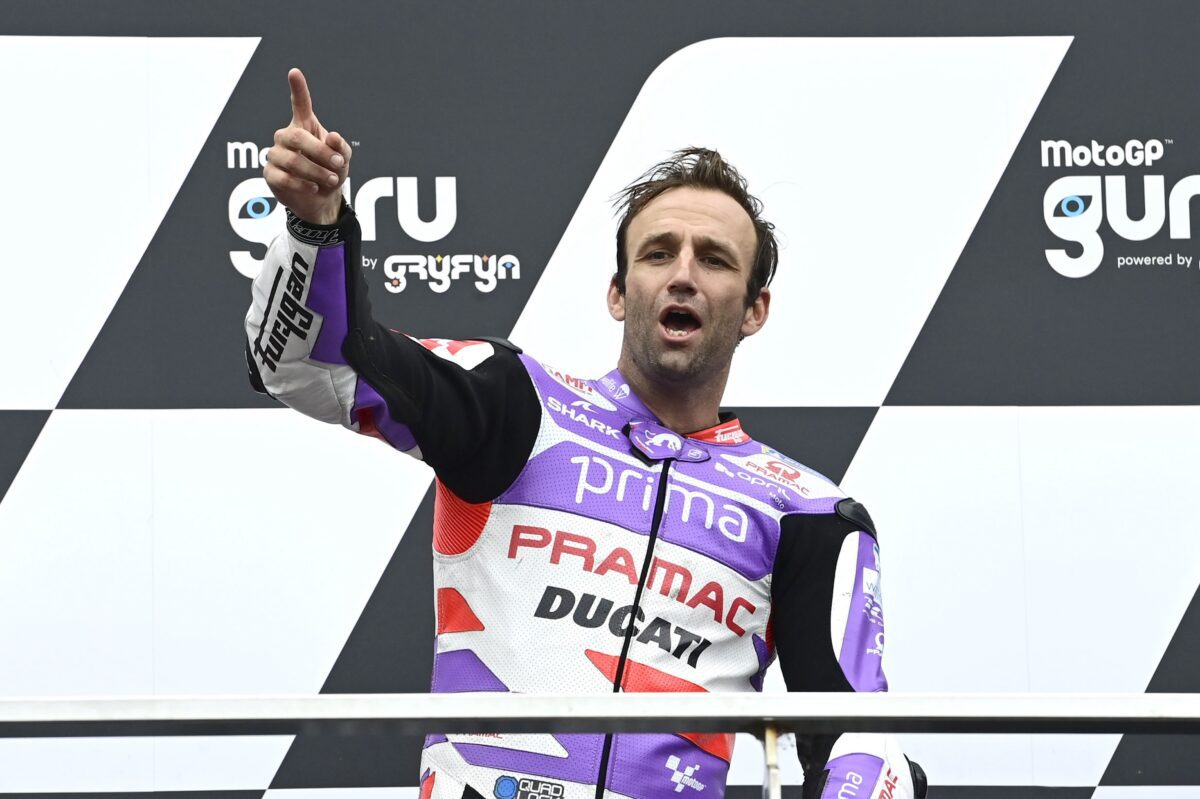 Johann Zarco, Pramac Racing, Ducati GP23, 2023 MotoGP, Australian MotoGP, Phillip Island, portrait, podium, celebration [Gold & Goose]