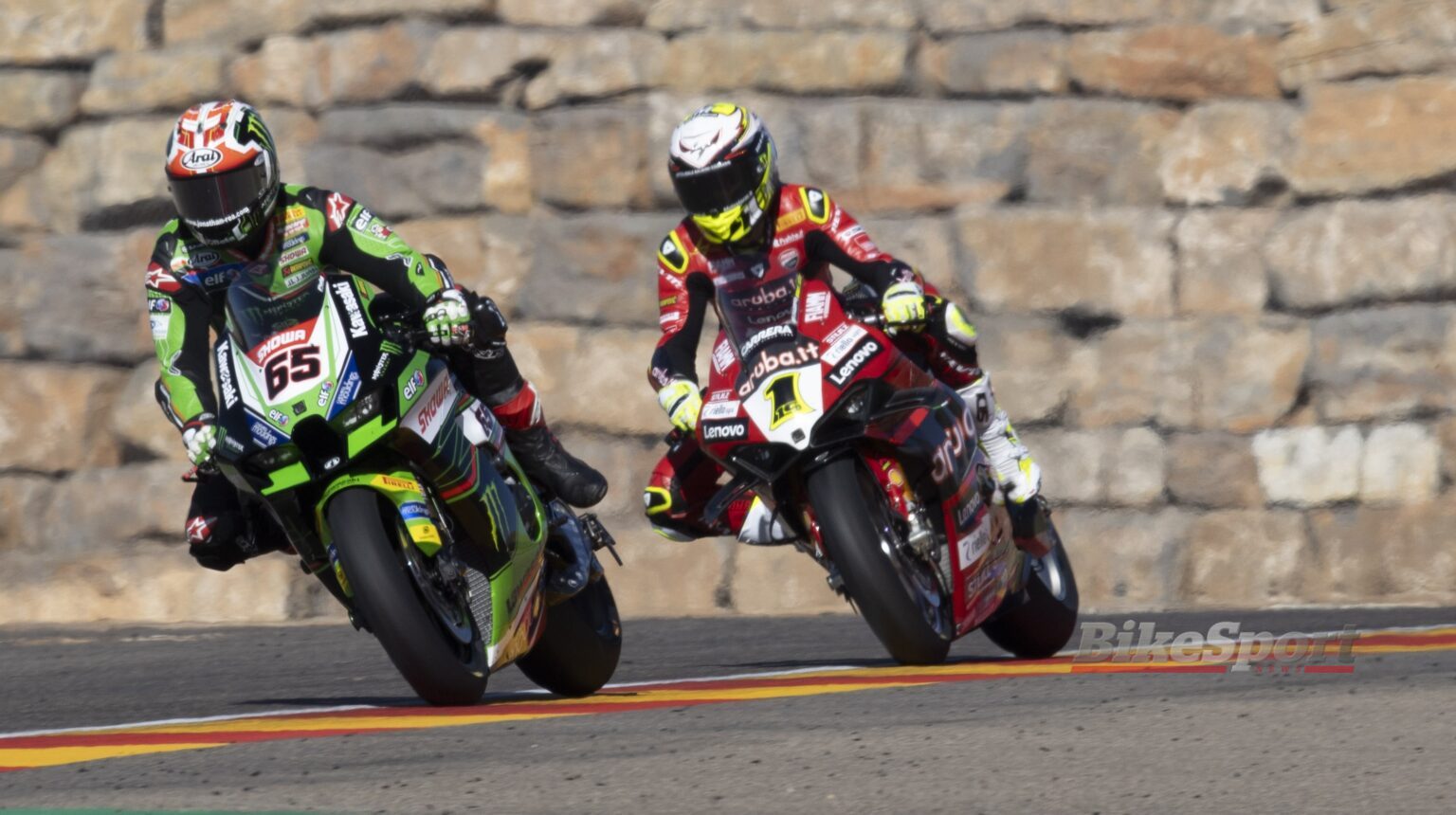 Jonathan Rea, Alvaro Bautista, Kawasaki Racing Team, Aruba.it Racing Ducati [Gold & Goose]